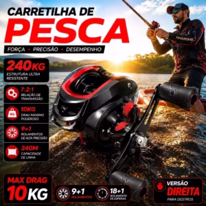 Carretilha de Pesca Perfil Baixo 18+1 Rolamentos Drag 10kg - Imagem 2