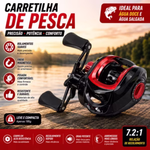 Carretilha de Pesca Perfil Baixo 18+1 Rolamentos Drag 10kg - Imagem 1